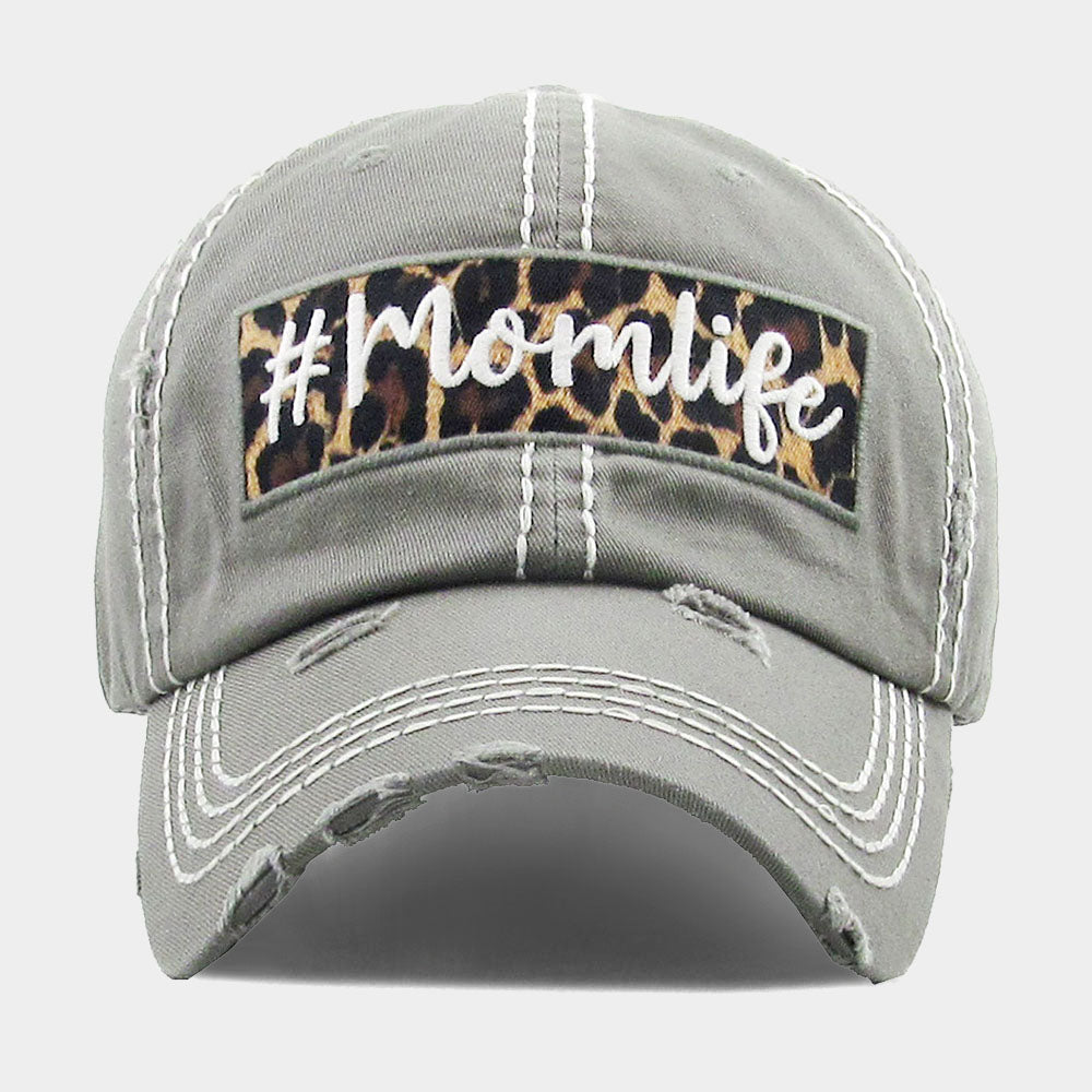 HATEGORY mom life Leopard Pattern Detail Vintage Baseball Cap