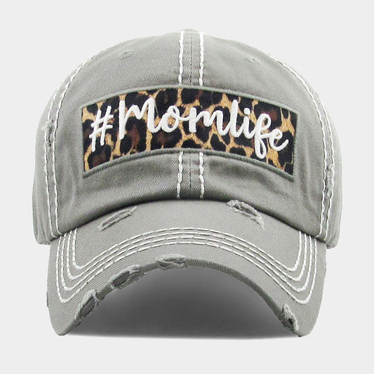 HATEGORY mom life Leopard Pattern Detail Vintage Baseball Cap