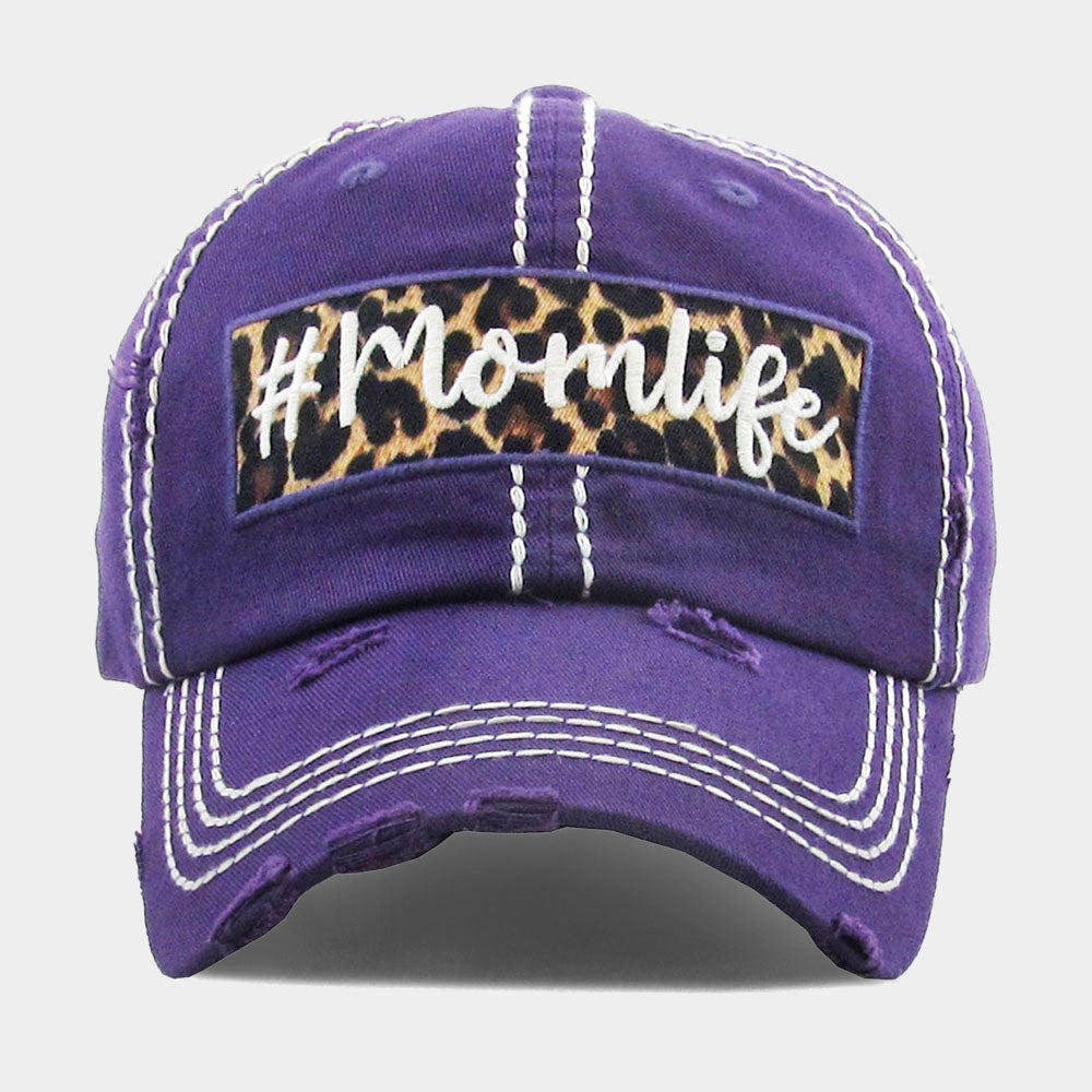 HATEGORY mom life Leopard Pattern Detail Vintage Baseball Cap