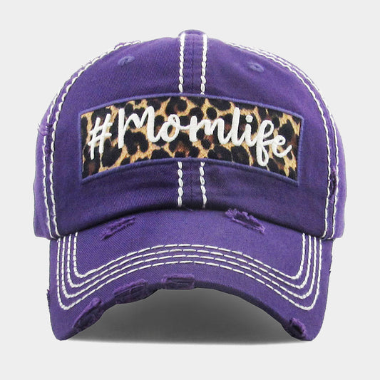 HATEGORY mom life Leopard Pattern Detail Vintage Baseball Cap