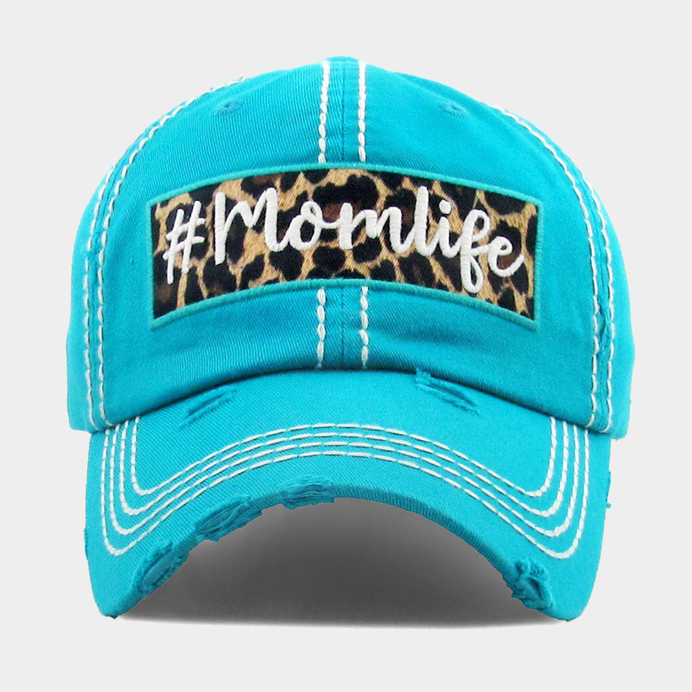HATEGORY mom life Leopard Pattern Detail Vintage Baseball Cap