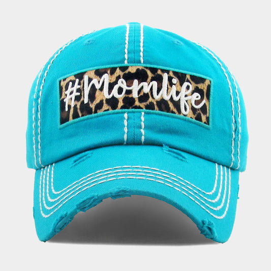 HATEGORY mom life Leopard Pattern Detail Vintage Baseball Cap