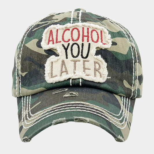 HATEGORY ALCOHOL YOU LATER Camouflage Vintage Baseball Cap