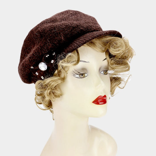 HATEGORY Bow detail knit visor hat