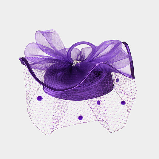 HATEGORY Ruffle Mesh Flower Feather Hat / Headband