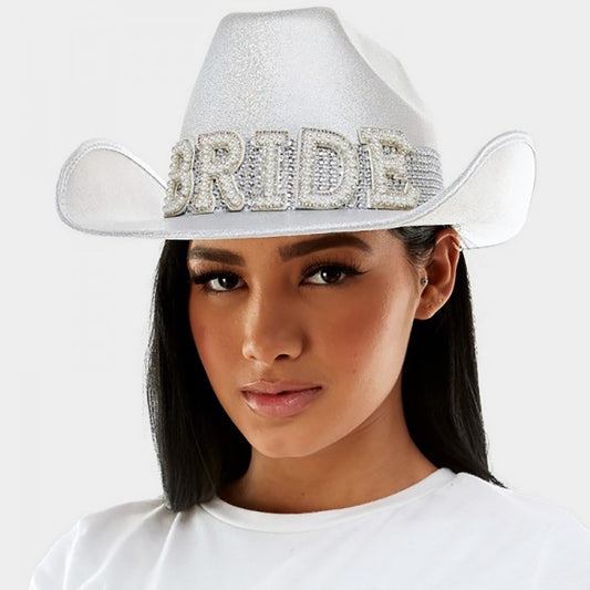 HATEGORY Bride White Cowboy Hat