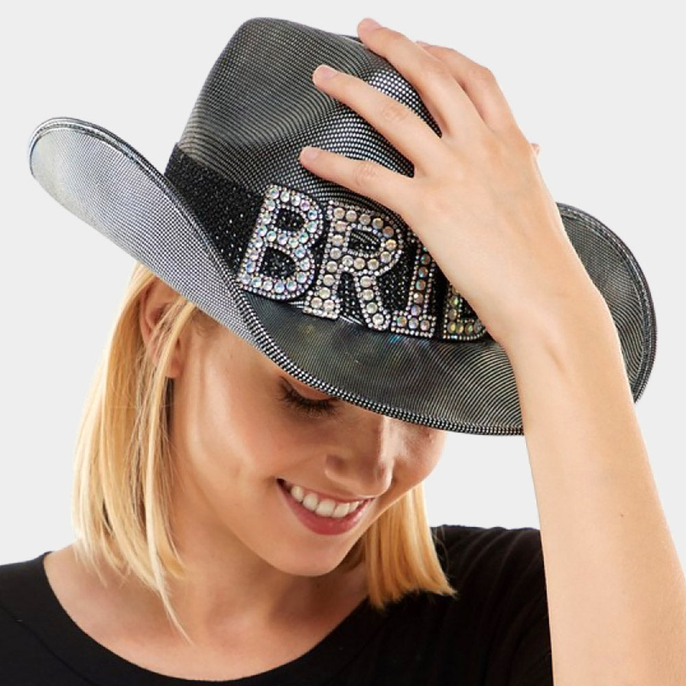 HATEGORY Bride Silver Cowboy Hat