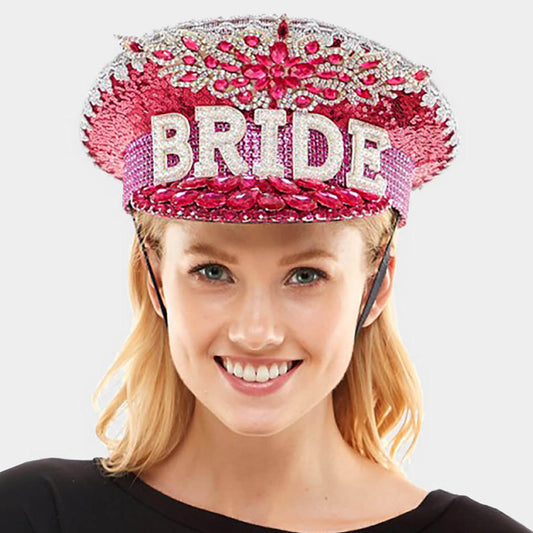 HATEGORY BRIDE Message Accented Sequin Bling Hat