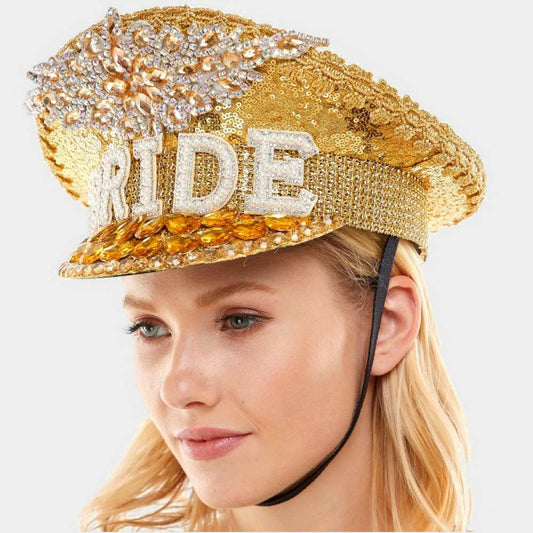 HATEGORY BRIDE Message Accented Sequin Bling Hat