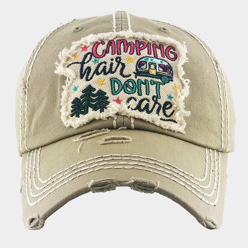 HATEGORY CAMPING HAIR DON'T CARE Vintage Baseball Cap