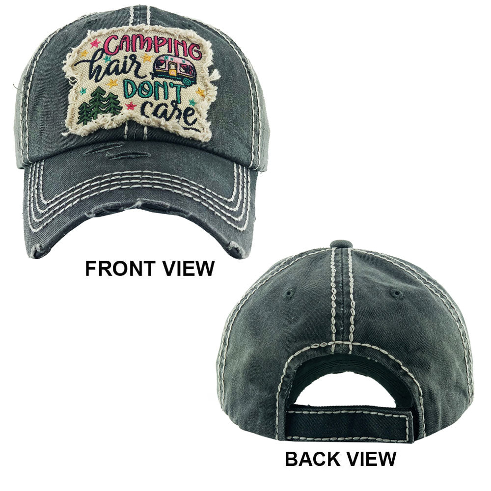 HATEGORY CAMPING HAIR DON'T CARE Vintage Baseball Cap