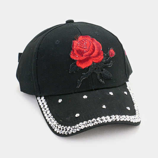 HATEGORY Bling Stone with Rose Patch Baseball Cap