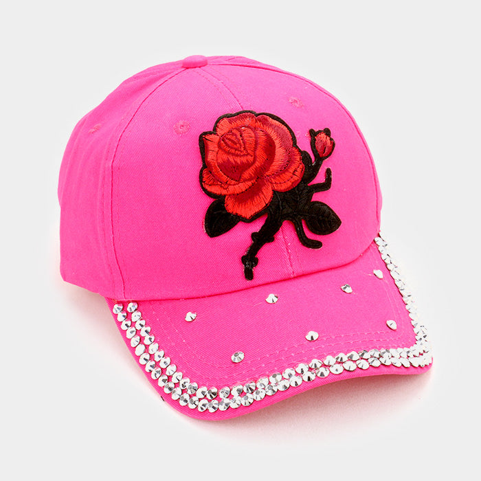 HATEGORY Bling Stone with Rose Patch Baseball Cap