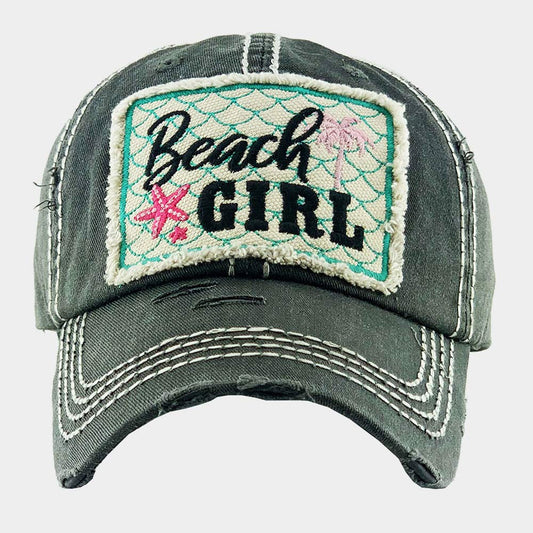 HATEGORY Beach GIRL Starfish Palm Tree Vintage Baseball Cap