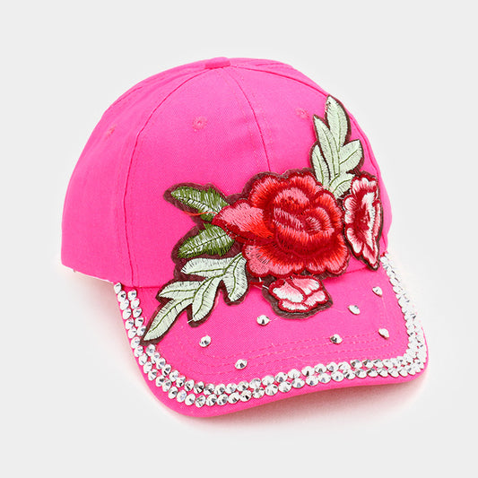 HATEGORY Bling Stone with Rose Patch Baseball Cap