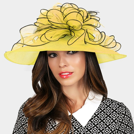 HATEGORY Two tone ruffle flower organza hat