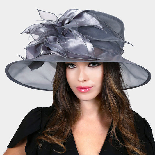 HATEGORY Satin organza side oval hat