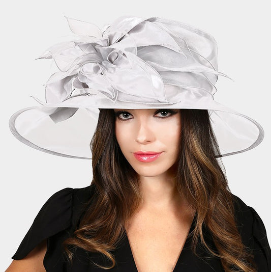 HATEGORY Satin organza side oval hat