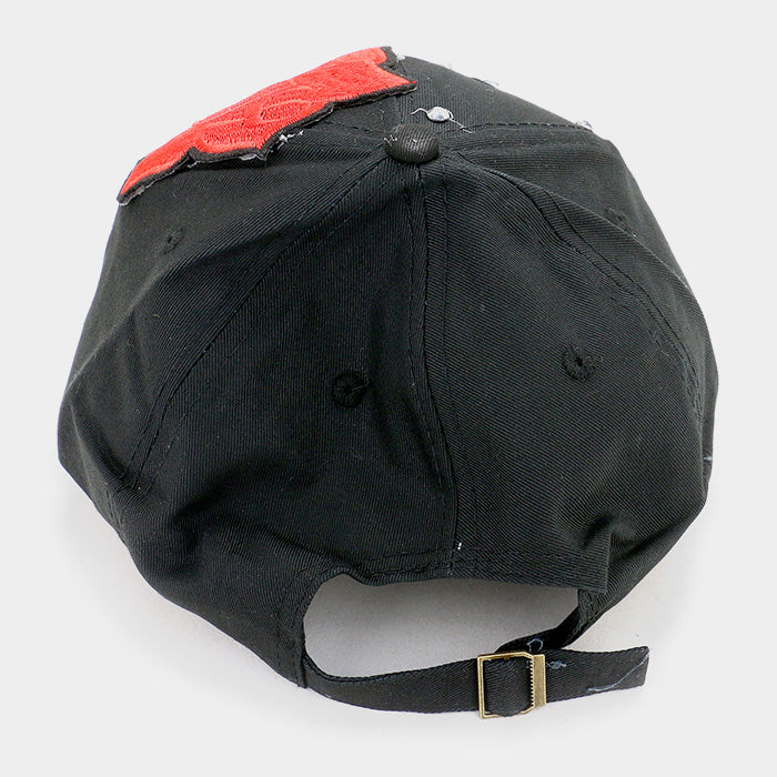 HATEGORY Bling Flower Patch Denim Baseball Cap