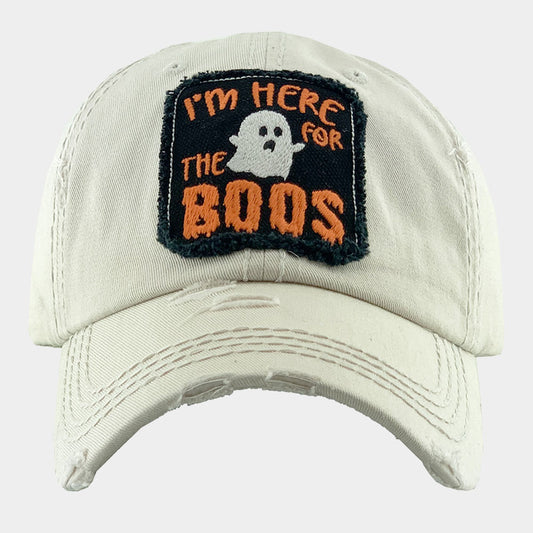 HATEGORY I'm HERE FOR THE BOOS Halloween Ghost Vintage Baseball Cap