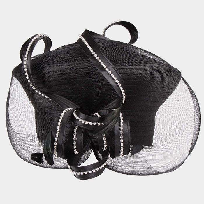 HATEGORY Satin mushroom mesh hat with loopy stone