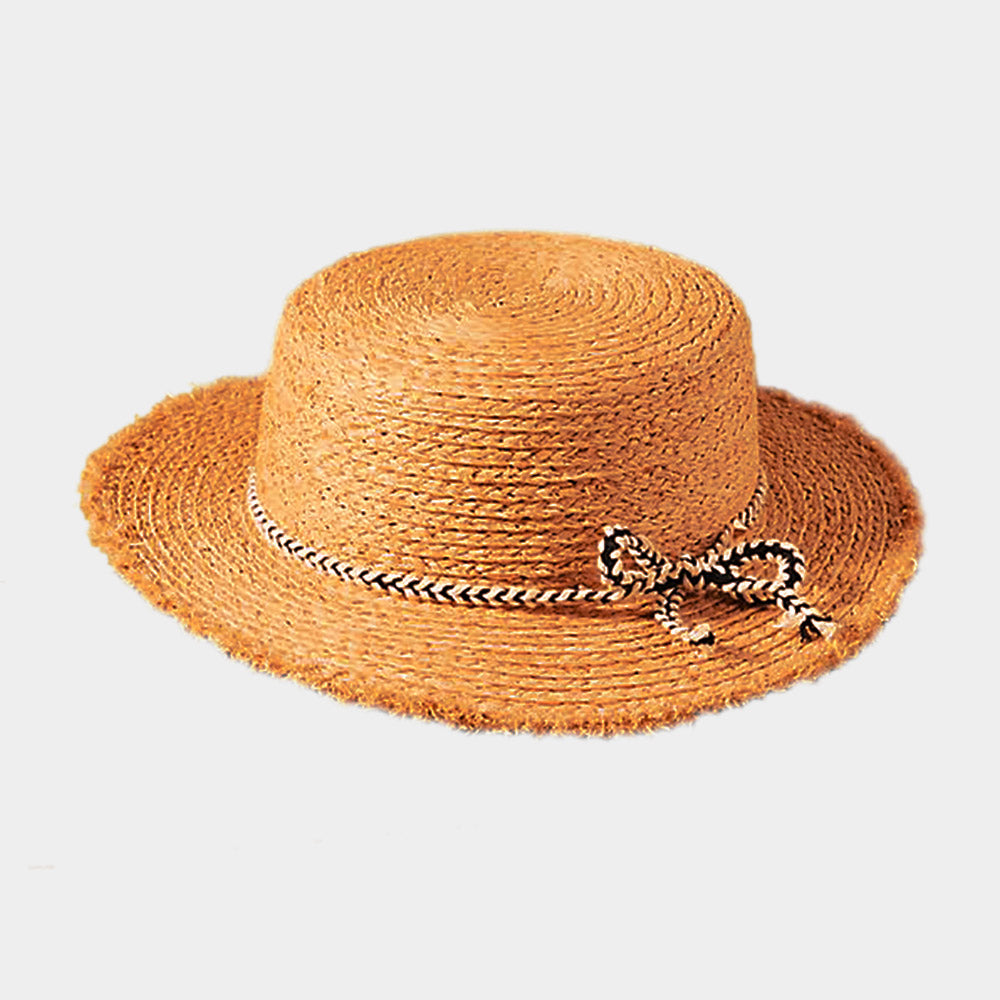 HATEGORY Trim Detail Bow Band Straw Sun Hat