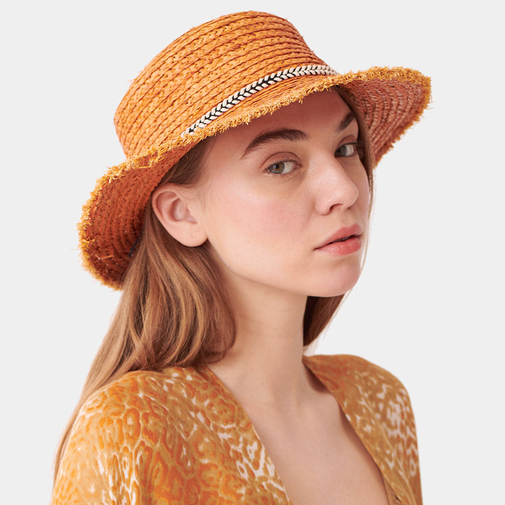 HATEGORY Trim Detail Bow Band Straw Sun Hat