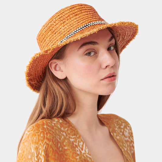 HATEGORY Trim Detail Bow Band Straw Sun Hat