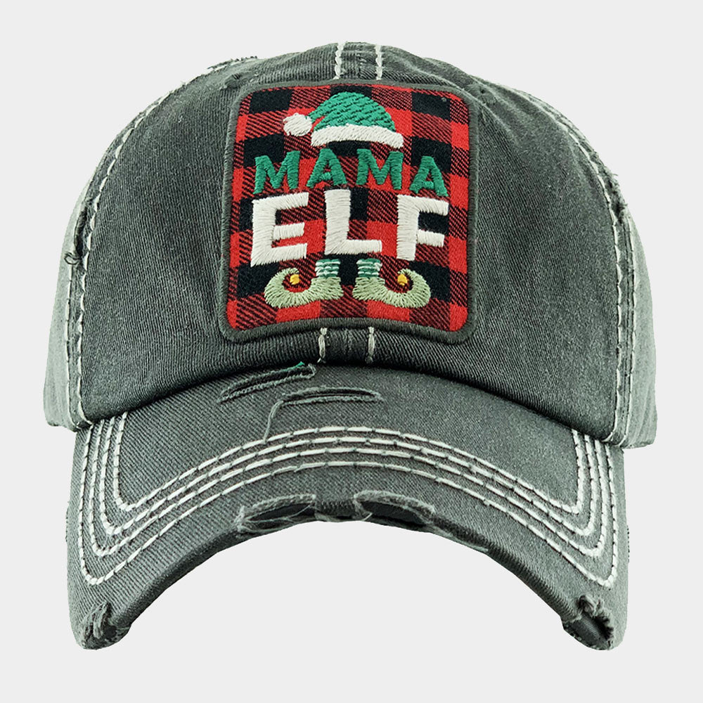HATEGORY Tartan Check Mama Elf Vintage Baseball Cap