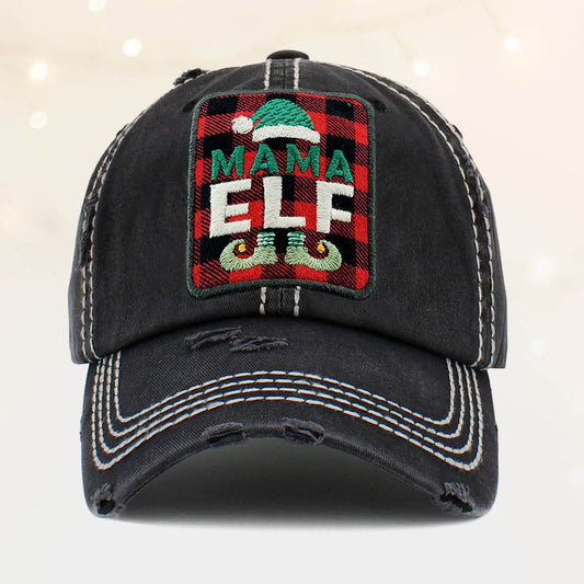 HATEGORY Tartan Check Mama Elf Vintage Baseball Cap
