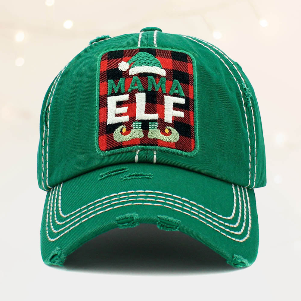HATEGORY Tartan Check Mama Elf Vintage Baseball Cap