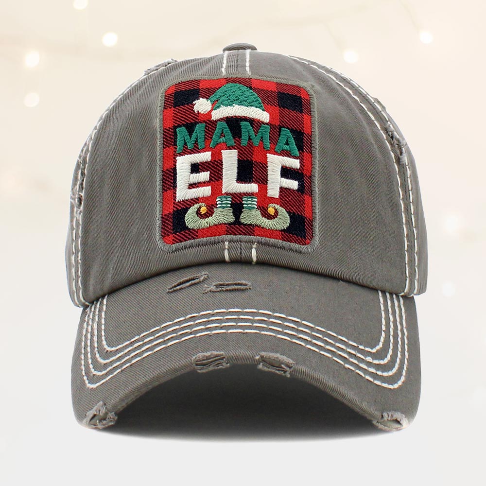 HATEGORY Tartan Check Mama Elf Vintage Baseball Cap