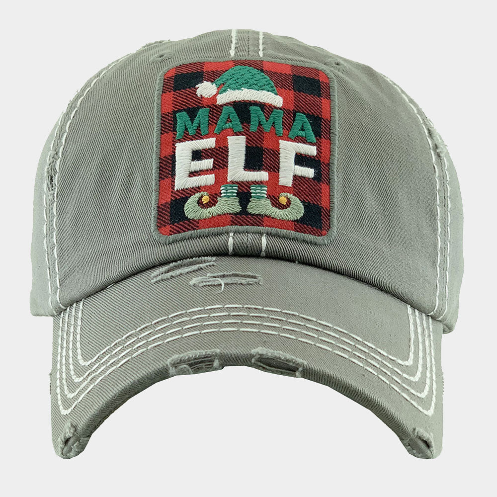 HATEGORY Tartan Check Mama Elf Vintage Baseball Cap