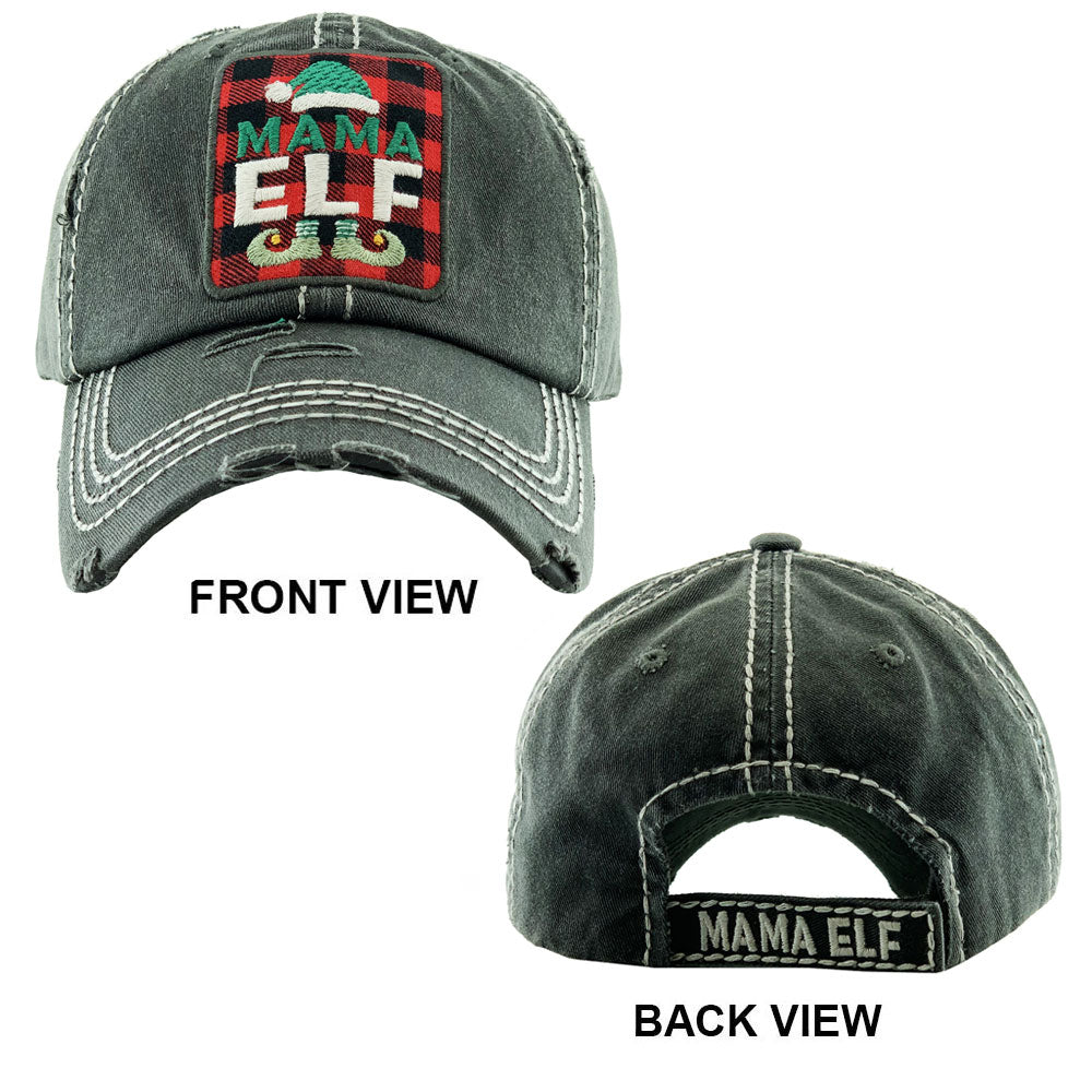 HATEGORY Tartan Check Mama Elf Vintage Baseball Cap