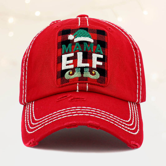 HATEGORY Tartan Check Mama Elf Vintage Baseball Cap