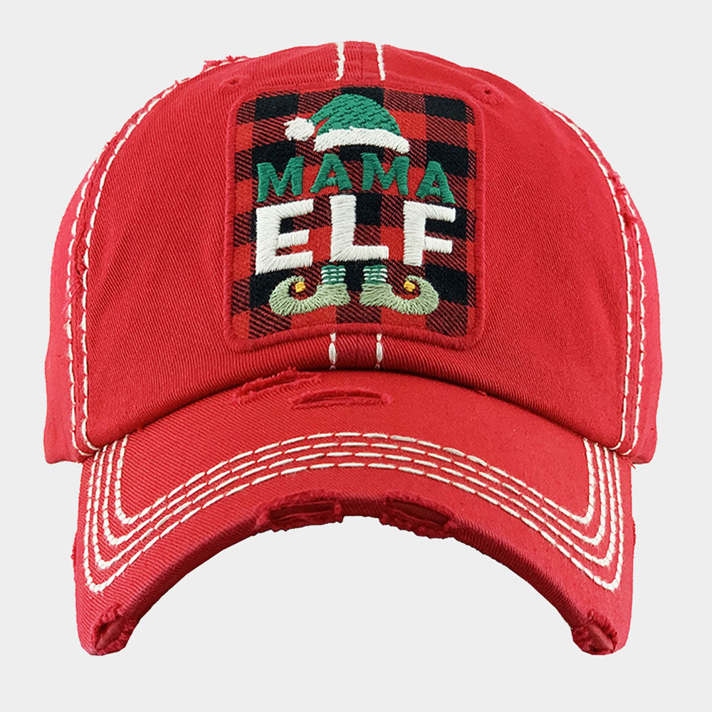 HATEGORY Tartan Check Mama Elf Vintage Baseball Cap