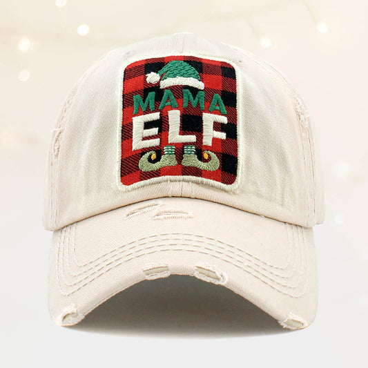 HATEGORY Tartan Check Mama Elf Vintage Baseball Cap