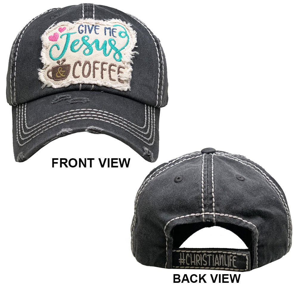 HATEGORY GIVE ME JESUS & COFFEE Vintage Baseball Cap