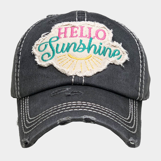 HATEGORY Hello Sunshine Accented Vintage Baseball Cap