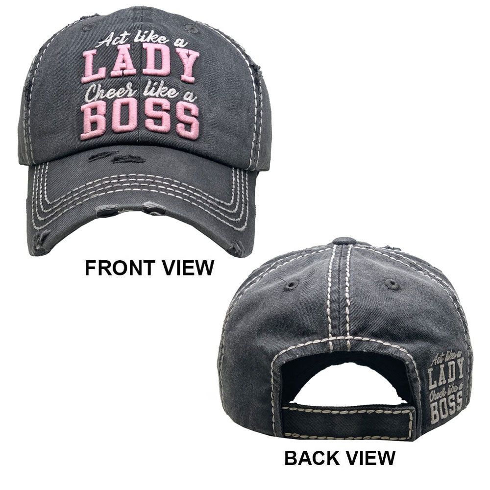 HATEGORY Act like a LADY Cheer like a BOSS Vintage Baseball Cap