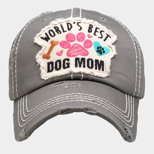 HATEGORY World's Best Dog Mom Paw Vintage Baseball Cap