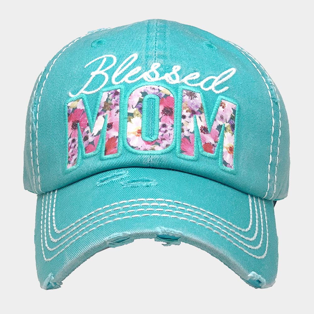 HATEGORY Blessed MOM Floral Detail Vintage Baseball Cap