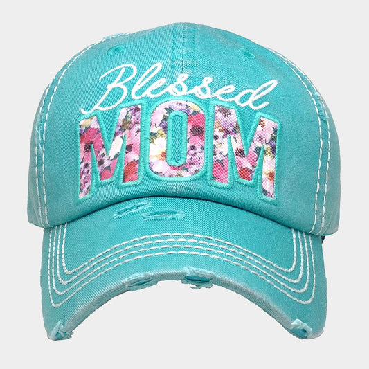 HATEGORY Blessed MOM Floral Detail Vintage Baseball Cap