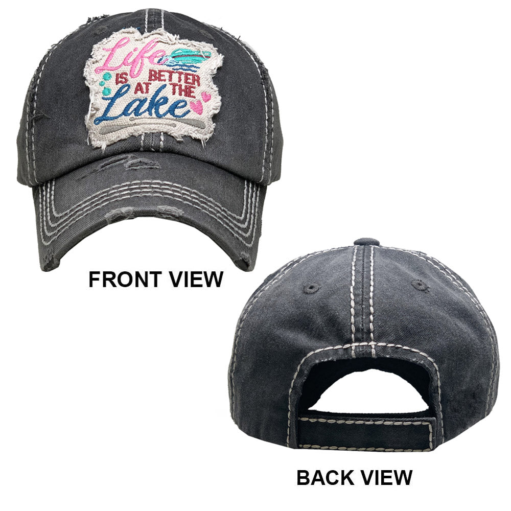 HATEGORY Life IS BETTER AT THE Lake Vintage Baseball Cap