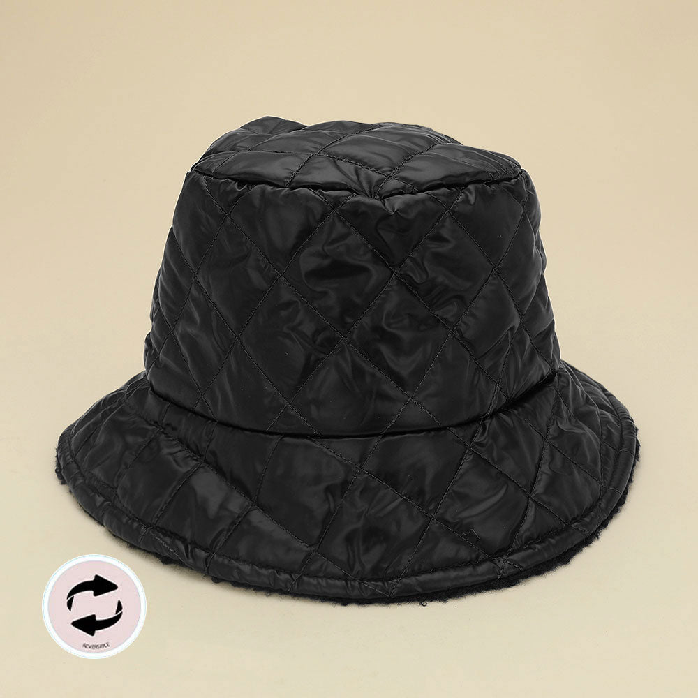 HATEGORY Quilted Reversible Winter Bucket Hat