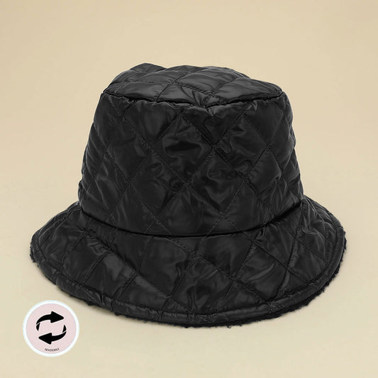 HATEGORY Quilted Reversible Winter Bucket Hat