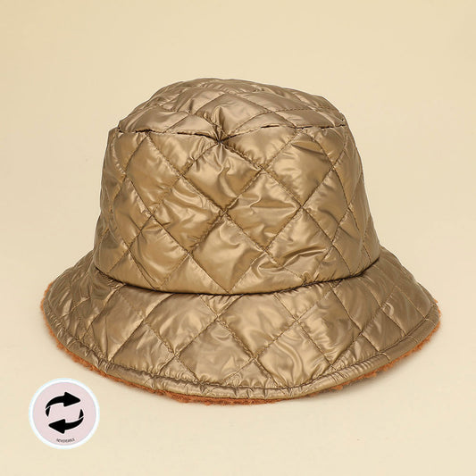 HATEGORY Quilted Reversible Winter Bucket Hat
