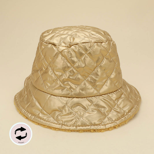 HATEGORY Quilted Reversible Winter Bucket Hat