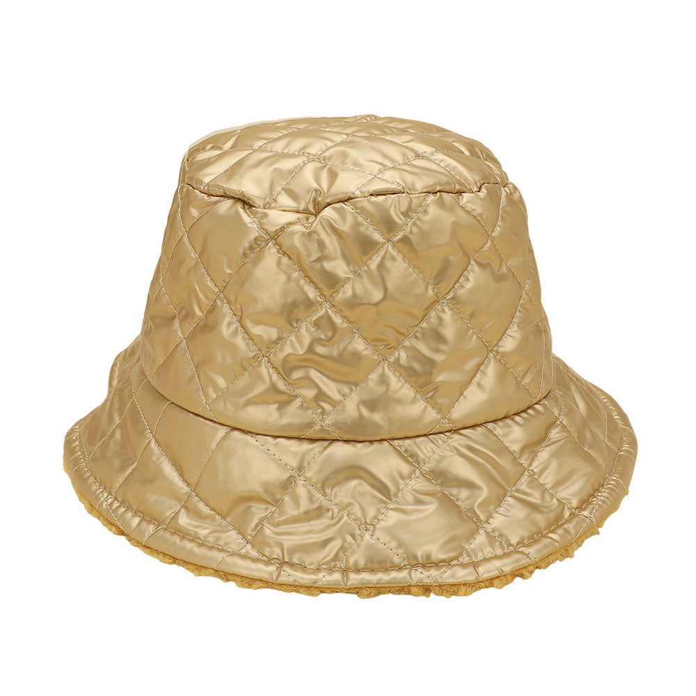HATEGORY Quilted Reversible Winter Bucket Hat