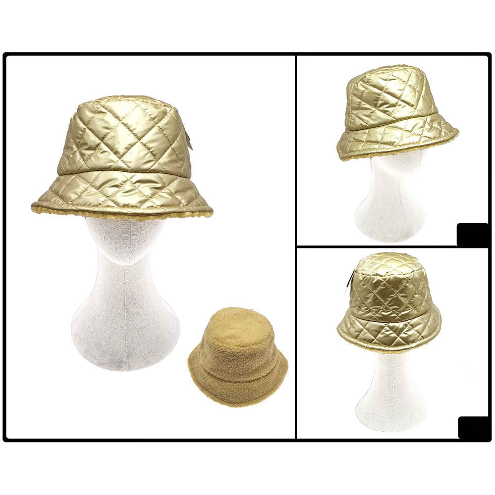 HATEGORY Quilted Reversible Winter Bucket Hat
